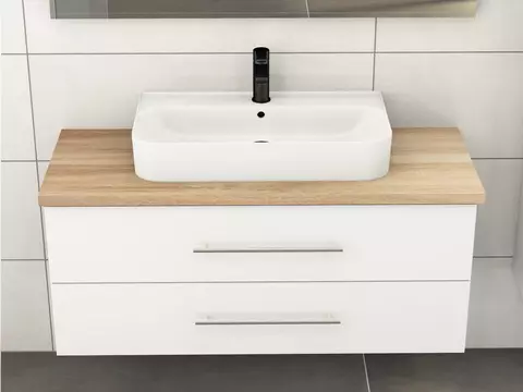 Flex Badmöbel 120, Weiß Hochglanz Lackiert,...