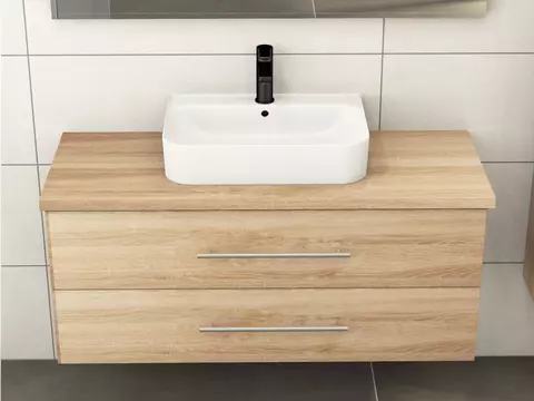 Flex Badmöbel 120, Eiche Gold, Keramik Waschbecken,...