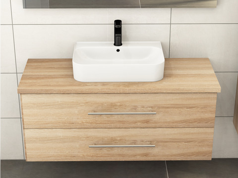 Flex Badmöbel 120, Eiche Gold, Keramik Waschbecken,...