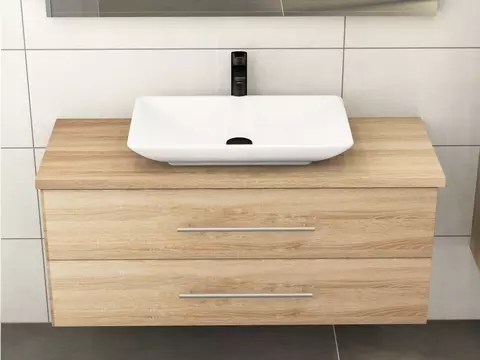 Flex Badmöbel 120, Eiche Gold, Keramik Waschbecken,...