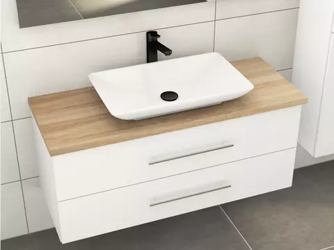 Flex Badmöbel 120, Weiß Hochglanz Lackiert,...
