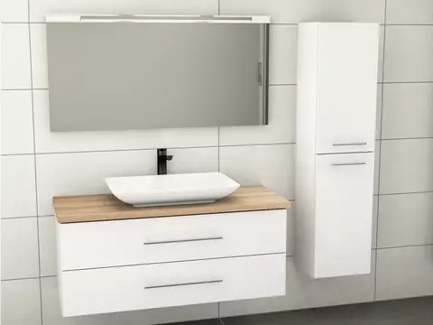 Flex Badmöbel 120, Weiß Hochglanz Lackiert,...