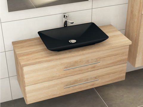 Flex Badmöbel 120, Eiche Gold, Keramik Waschbecken, Trägerplatte