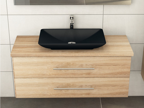 Flex Badmöbel 120, Eiche Gold, Keramik Waschbecken, Trägerplatte