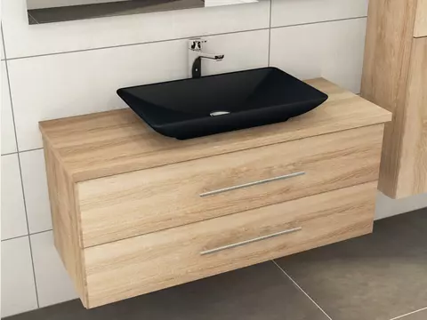Flex Badmöbel 120, Eiche Gold, Keramik Waschbecken,...