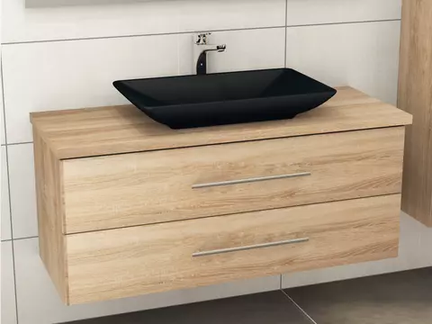 Flex Badmöbel 120, Eiche Gold, Keramik Waschbecken,...