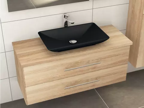 Flex Badmöbel 120, Eiche Gold, Keramik Waschbecken,...