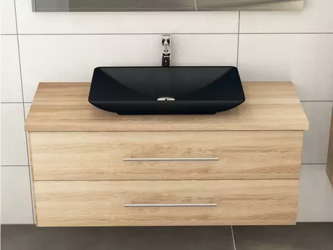 Flex Badmöbel 120, Eiche Gold, Keramik Waschbecken,...