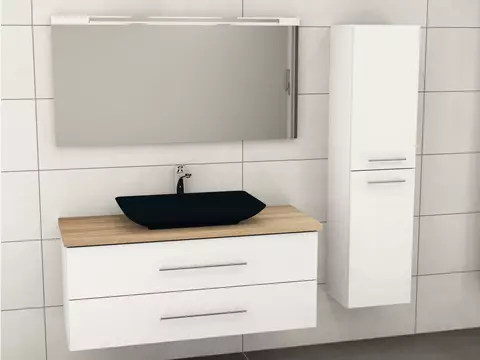 Flex Badmöbel 120, Weiß Hochglanz Lackiert,...
