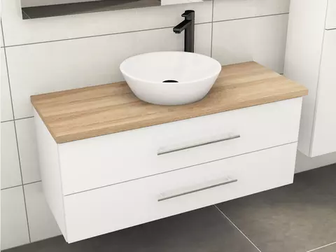 Flex Badmöbel 120, Weiß Hochglanz Lackiert,...