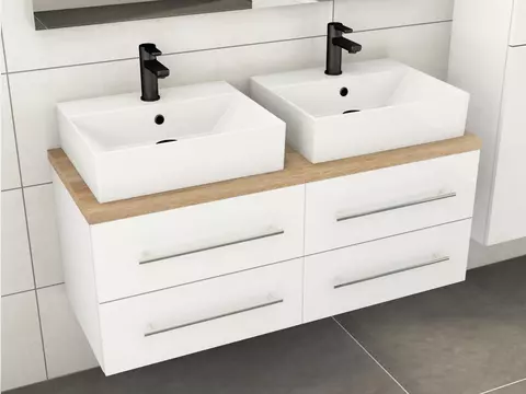 Flex Badmöbel 120, Weiß Hochglanz Lackiert,...