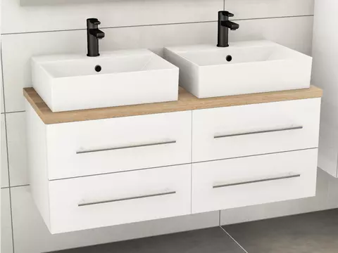 Flex Badmöbel 120, Weiß Hochglanz Lackiert,...
