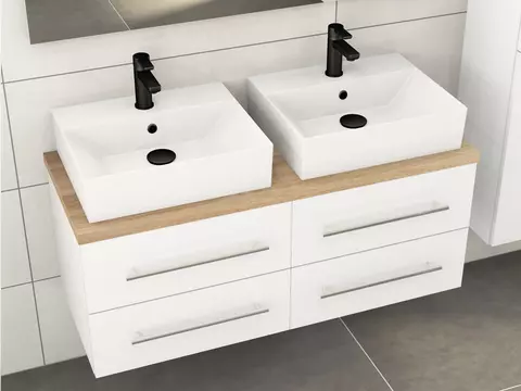 Flex Badmöbel 120, Weiß Hochglanz Lackiert,...