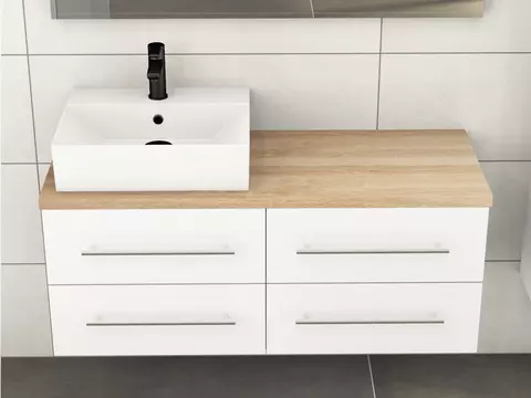 Flex Badmöbel 120, Weiß Hochglanz Lackiert,...