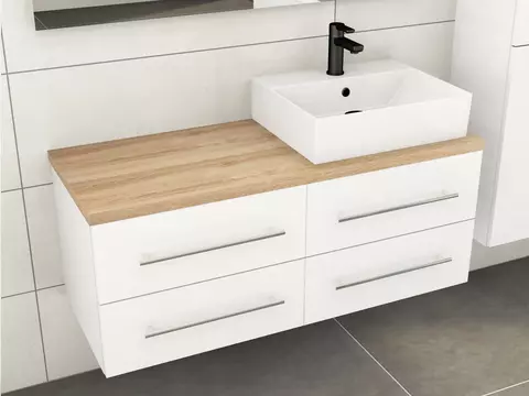 Flex Badmöbel 120, Weiß Hochglanz Lackiert,...