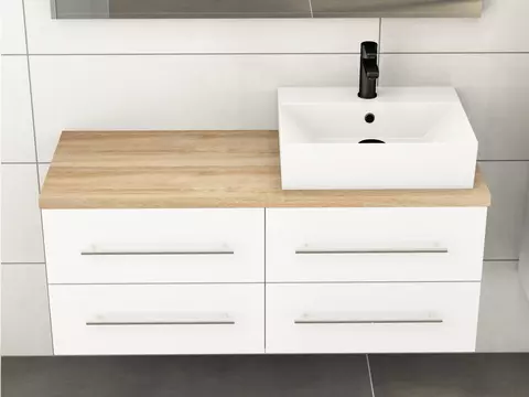Flex Badmöbel 120, Weiß Hochglanz Lackiert,...