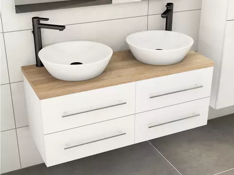 Flex Badmöbel 120, Weiß Hochglanz Lackiert,...