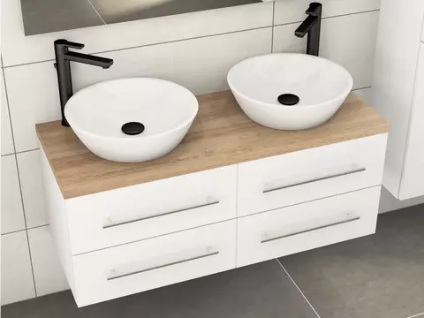 Flex Badmöbel 120, Weiß Hochglanz Lackiert,...