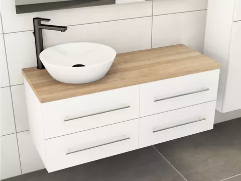 Flex Badmöbel 120, Weiß Hochglanz Lackiert,...
