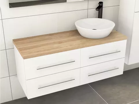 Flex Badmöbel 120, Weiß Hochglanz Lackiert,...