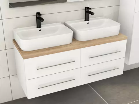 Flex Badmöbel 120, Weiß Hochglanz Lackiert,...