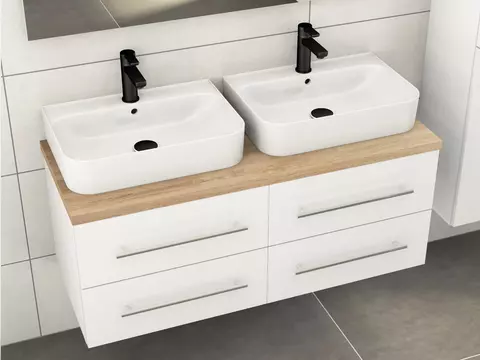 Flex Badmöbel 120, Weiß Hochglanz Lackiert,...