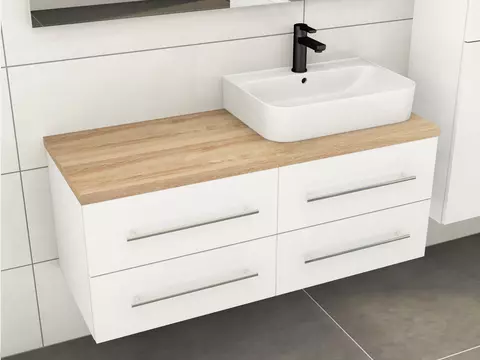 Flex Badmöbel 120, Weiß Hochglanz Lackiert,...