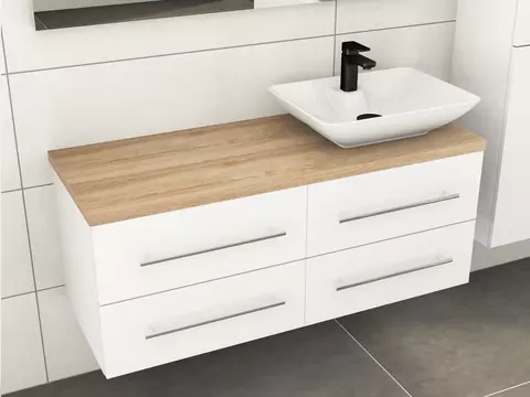 Flex Badmöbel 120, Weiß Hochglanz Lackiert,...
