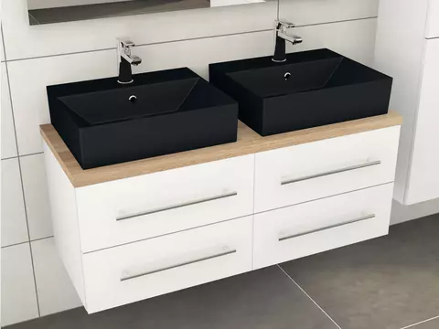 Flex Badmöbel 120, Weiß Hochglanz Lackiert,...