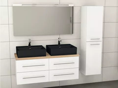 Flex Badmöbel 120, Weiß Hochglanz Lackiert,...