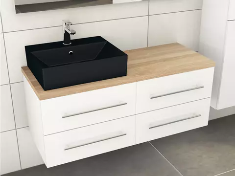 Flex Badmöbel 120, Weiß Hochglanz Lackiert,...