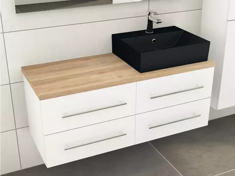 Flex Badmöbel 120, Weiß Hochglanz Lackiert,...
