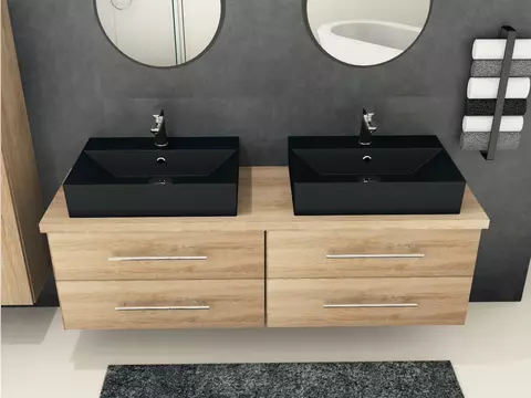Flex Badmöbel 160, Eiche Gold, Doppelwaschtisch,...