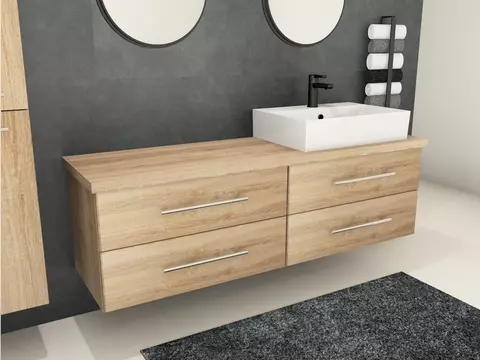 Flex Badmöbel 160, Eiche Gold, Keramik Waschbecken,...