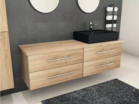 Flex Badmöbel 160, Eiche Gold, Keramik Waschbecken,...