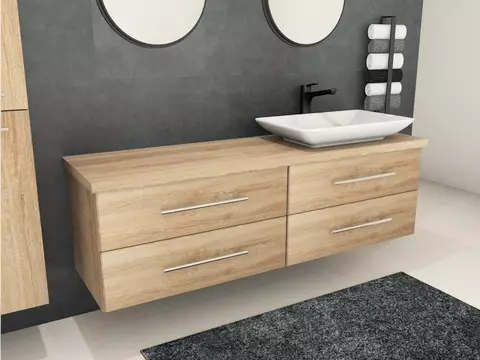 Flex Badmöbel 160, Eiche Gold, Keramik Waschbecken,...