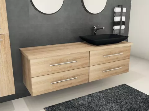 Flex Badmöbel 160, Eiche Gold, Keramik Waschbecken,...