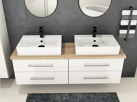 Flex Badmöbel 160, Weiß Hochglanz Lackiert,...