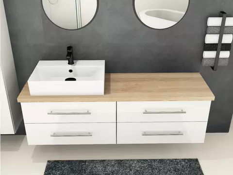 Flex Badmöbel 160, Weiß Hochglanz Lackiert,...