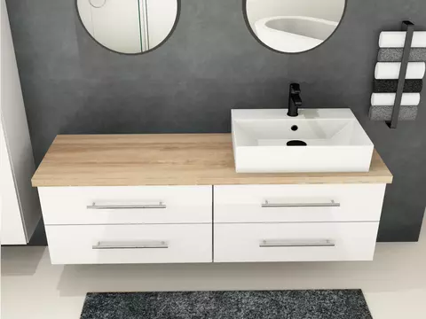 Flex Badmöbel 160, Weiß Hochglanz Lackiert,...