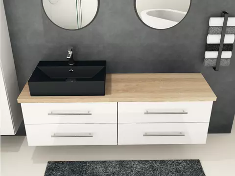 Flex Badmöbel 160, Weiß Hochglanz Lackiert,...