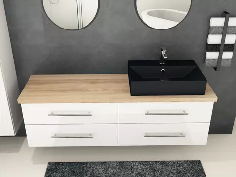 Flex Badmöbel 160, Weiß Hochglanz Lackiert,...