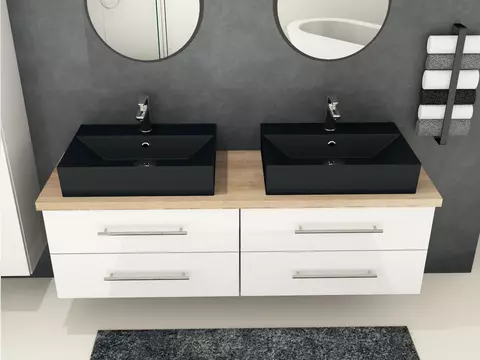 Flex Badmöbel 160, Weiß Hochglanz Lackiert,...