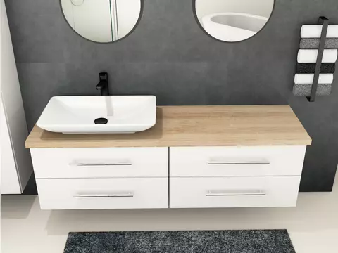 Flex Badmöbel 160, Weiß Hochglanz Lackiert,...