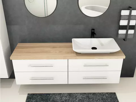 Flex Badmöbel 160, Weiß Hochglanz Lackiert,...