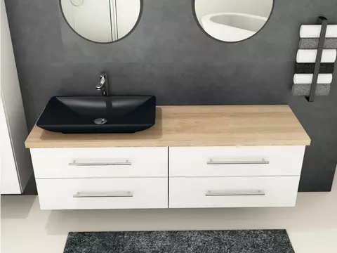 Flex Badmöbel 160, Weiß Hochglanz Lackiert,...