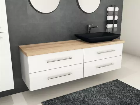 Flex Badmöbel 160, Weiß Hochglanz Lackiert,...