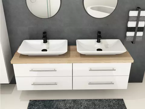 Flex Badmöbel 160, Weiß Hochglanz Lackiert,...