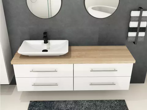 Flex Badmöbel 160, Weiß Hochglanz Lackiert,...
