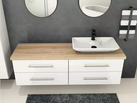 Flex Badmöbel 160, Weiß Hochglanz Lackiert,...